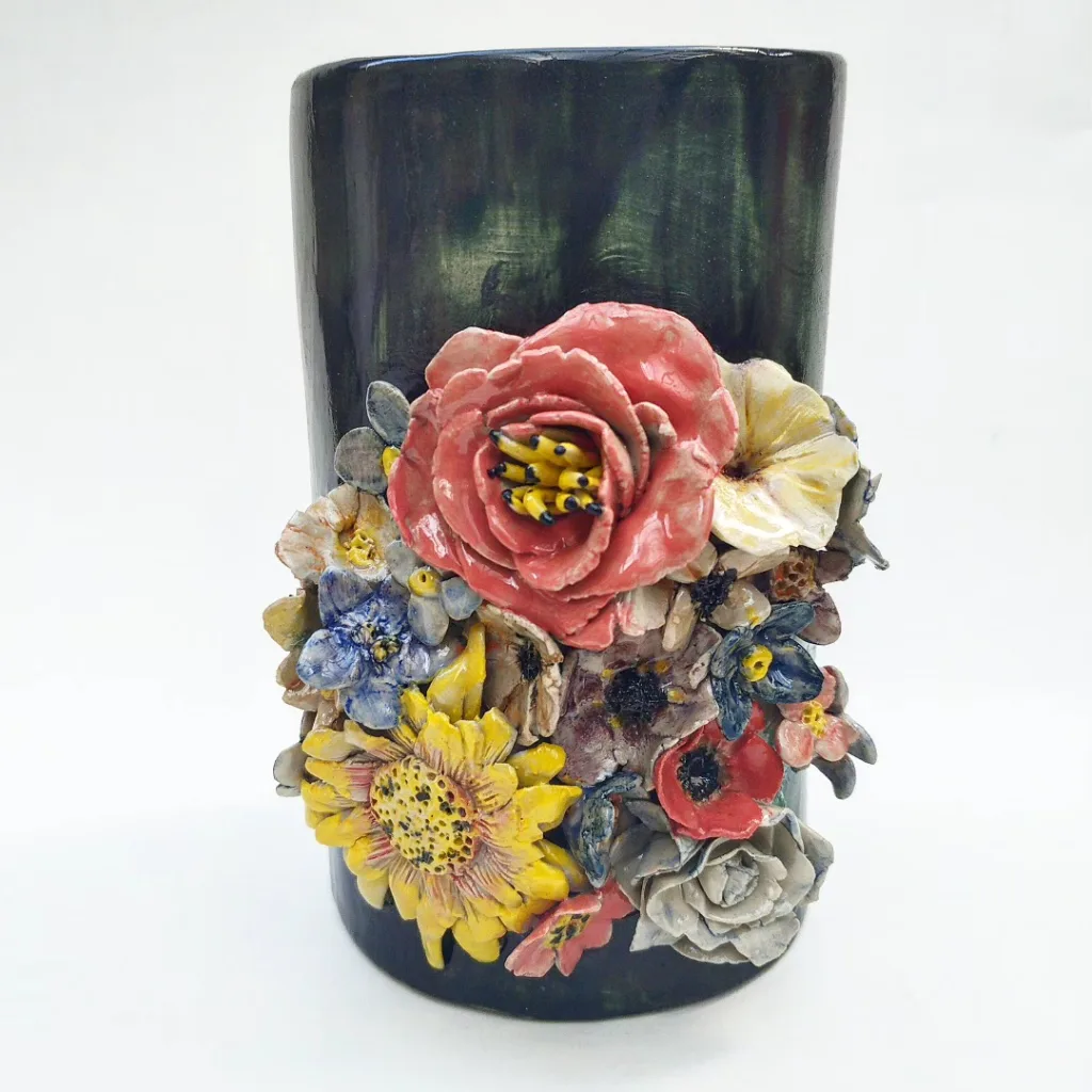 Vase fleurs - Emaux colorés